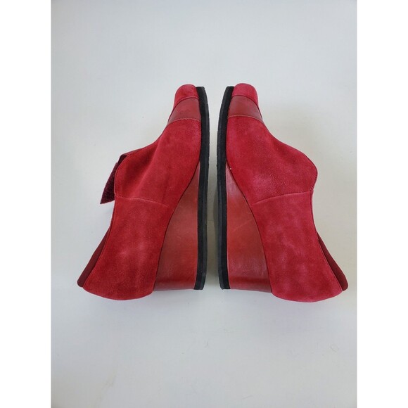 Earthies Womens Bondy Boot Size 7.5 Red Suede Wedge Heel Bootie  Shoes - Picture 9 of 14